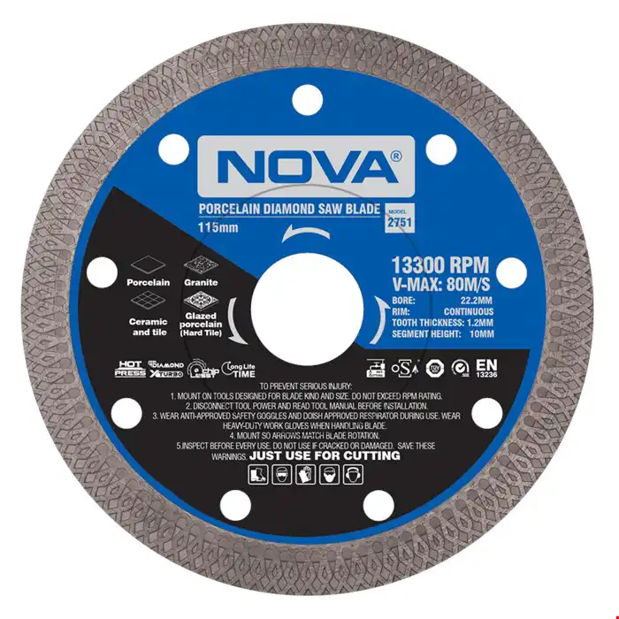 صفحه برش الماسه پرسلان بر 115 میلیمتر Nova 2751 صفحه برش الماسه پرسلان بر 115 میلیمتر Nova 2751